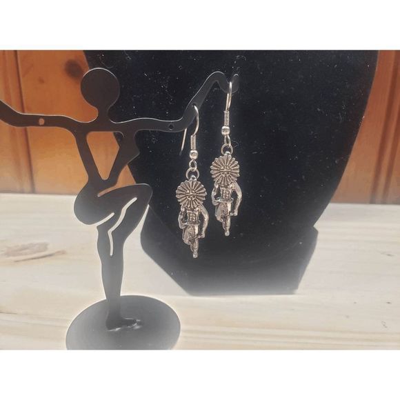 Pewter Native American Earrings Jewelry - SouthWestern Pewter - Native American Kachina Pendant Earrings